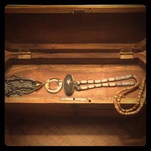 NEW Jules B Long Tassel Necklace. Neutral palette